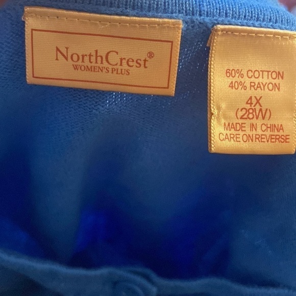 Women’s size 4X Northcrest, cotton blend, boyfriend, style cardigan, blue T25 - Picture 3 of 4